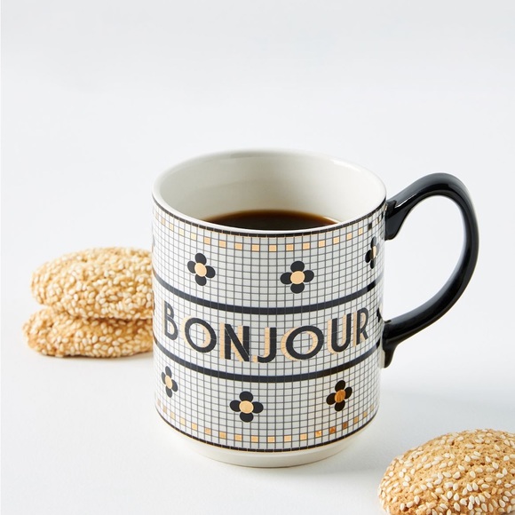 Anthropologie Other - Anthropologie Bistro Tile Bonjour Mug